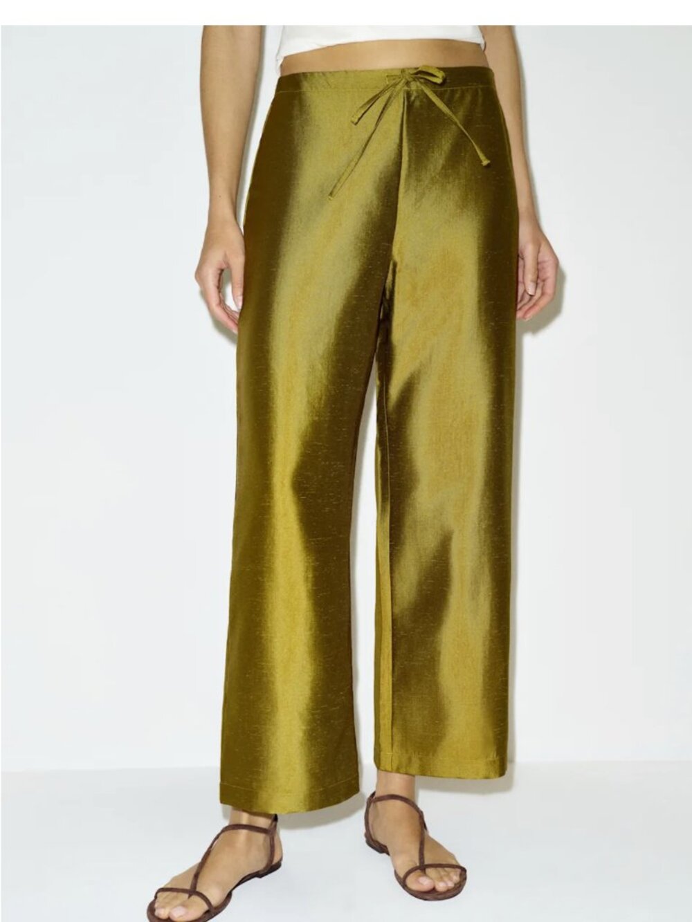 NWT Reformation Olina Cropped Pant Chartreuse Sz Small
